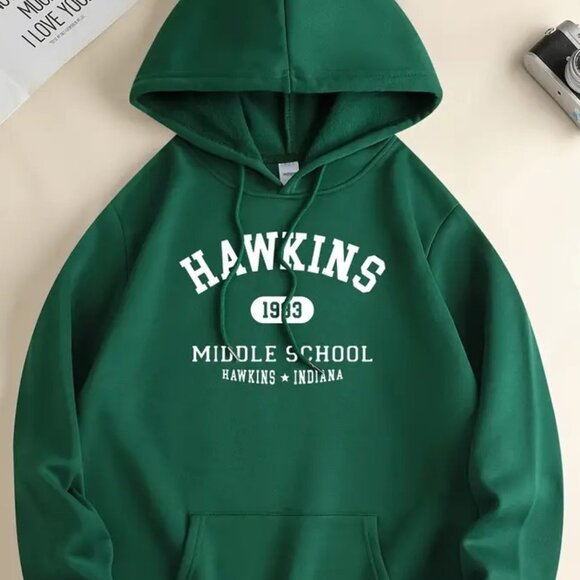 NWT Stranger Things Hawkins Middle School Hoodie UNISEX - Picture 1 of 6